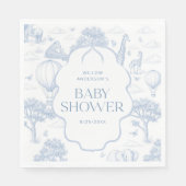 Toile De Jouy Safari Blue Boy Baby Shower Napkins Servet (Voorkant)
