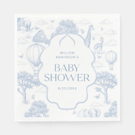 Toile De Jouy Safari Blue Boy Baby Shower Napkins Servet