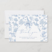 Toile de Jouy Safari dieren Baby shower Bedankkaart (Voorkant)