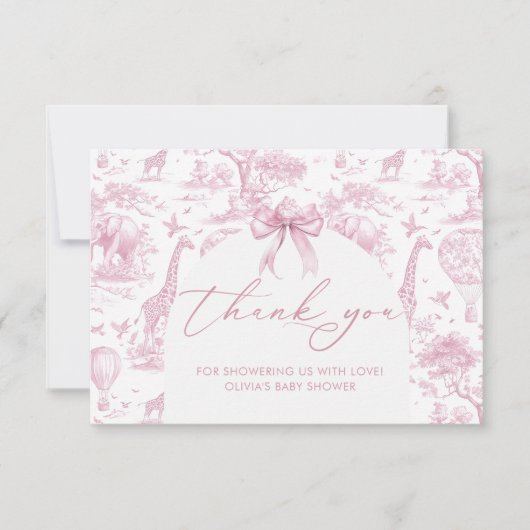 Toile de Jouy Safari dieren Baby shower Bedankkaart (Voorkant)