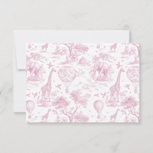 Toile de Jouy Safari dieren Baby shower Bedankkaart (Achterkant)