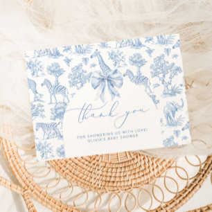 Toile de Jouy Safari dieren Baby shower Bedankkaart