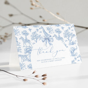 Toile de Jouy Safari dieren Baby shower Bedankkaart