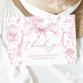 Toile de Jouy Safari dieren Baby shower Bedankkaart