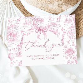 Toile de Jouy Safari dieren Baby shower Bedankkaart