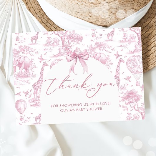Toile de Jouy Safari dieren Baby shower Bedankkaart
