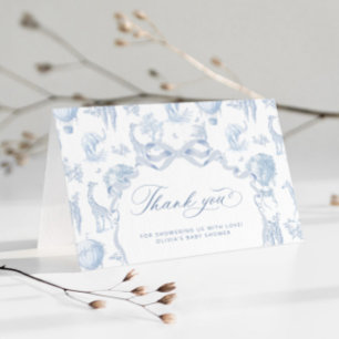 Toile de Jouy Safari dieren Baby shower Bedankkaart