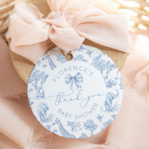 Toile de Jouy Safari dieren Baby shower bedankt Bedankjes Labels