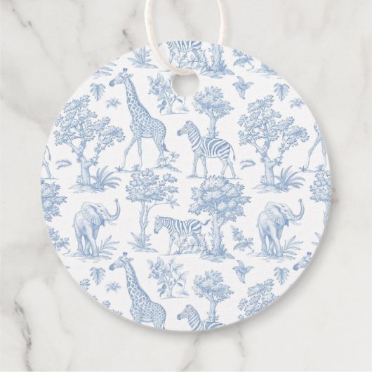 Toile de Jouy Safari dieren Baby shower bedankt Bedankjes Labels (Achterkant)