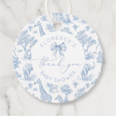Toile de Jouy Safari dieren Baby shower bedankt Bedankjes Labels (Voorkant)