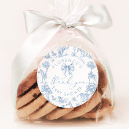 Toile de Jouy Safari dieren Baby shower bedankt Ronde Sticker