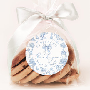 Toile de Jouy Safari dieren Baby shower bedankt Ronde Sticker