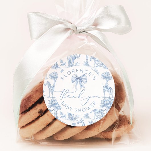 Toile de Jouy Safari dieren Baby shower bedankt Ronde Sticker