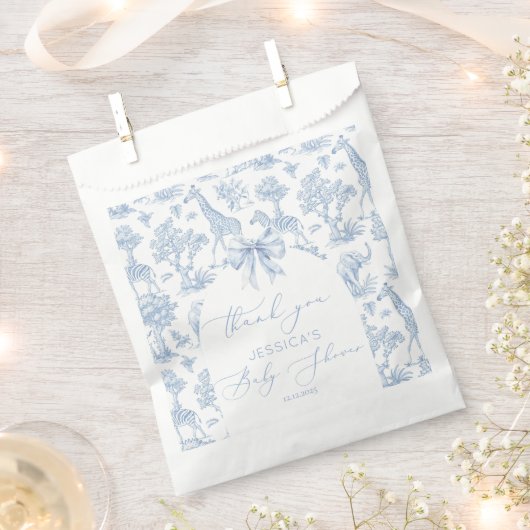 Toile de Jouy Safari dieren Baby shower Bedankzakje (Geknipt)