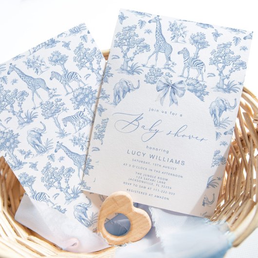 Toile de Jouy Safari dieren Baby shower Kaart