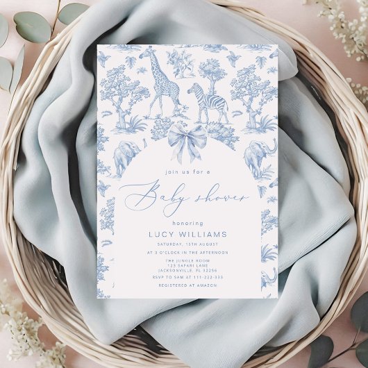 Toile de Jouy Safari dieren Baby shower Kaart