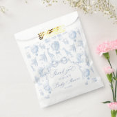 Toile de Jouy Safari dieren Blauw Baby shower Bedankzakje (Gezegeld)