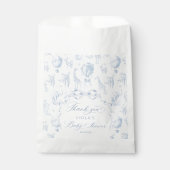 Toile de Jouy Safari dieren Blauw Baby shower Bedankzakje (Voorkant)