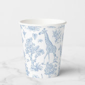 Toile de Jouy Safari dieren blauw Baby shower Papieren Bekers (Achterkant)