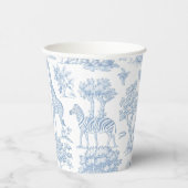 Toile de Jouy Safari dieren blauw Baby shower Papieren Bekers (Rechts)