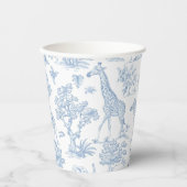 Toile de Jouy Safari dieren blauw Baby shower Papieren Bekers (Voorkant)