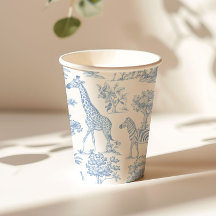 Toile de Jouy Safari dieren blauw Baby shower
