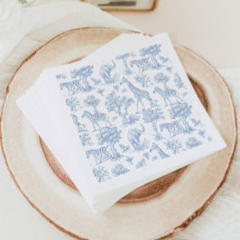 Toile de Jouy Safari dieren blauw Baby shower Servet