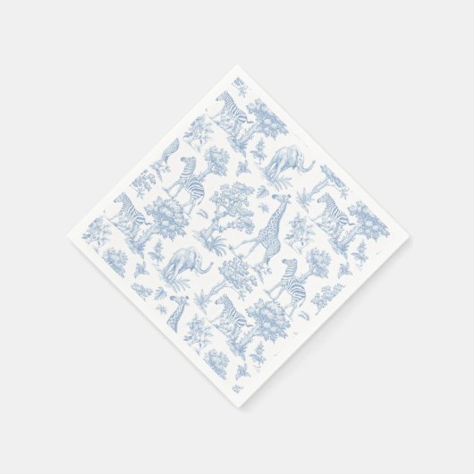 Toile de Jouy Safari dieren blauw Baby shower Servet (Hoek)