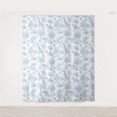 Toile de Jouy Safari dieren blauw baby shower Wandkleed (Voorkant)