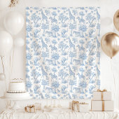 Toile de Jouy Safari dieren blauw baby shower Wandkleed
