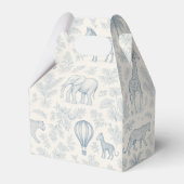 Toile de Jouy Safari Dieren Blue Boy Baby shower Bedankdoosjes (Achterkant)