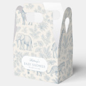Toile de Jouy Safari Dieren Blue Boy Baby shower Bedankdoosjes (Geopend)