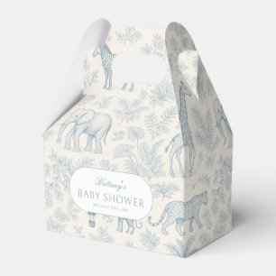 Toile de Jouy Safari Dieren Blue Boy Baby shower Bedankdoosjes