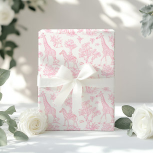 Toile de Jouy Safari dieren blush roze elegant Cadeaupapier