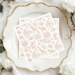 Toile de Jouy Safari dieren Boho Baby shower Servet