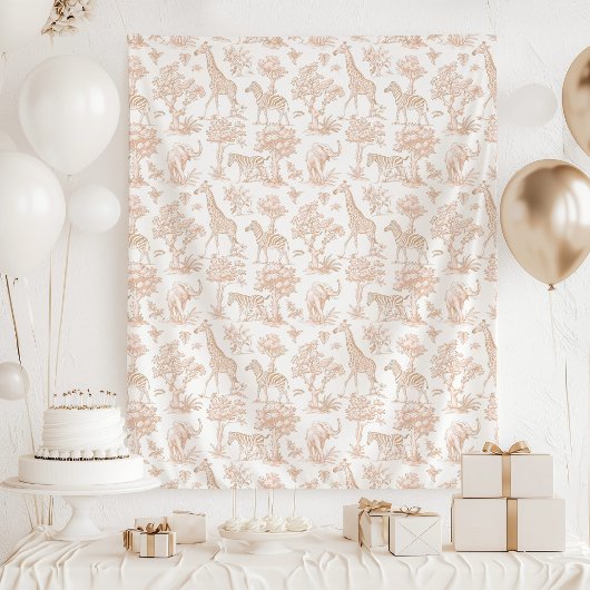 Toile de Jouy Safari dieren Boho baby shower Wandkleed