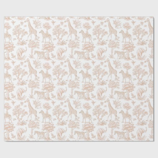 Toile de Jouy Safari dieren Boho beige elegant Cadeaupapier (Vlak)