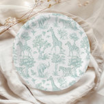 Toile de Jouy Safari dieren groen Baby shower Papieren Bordje<br><div class="desc">Toile de Jouy Safari dieren groen Baby shower Papieren Borden Overeenkomende items beschikbaar.</div>