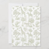 Toile de Jouy Safari dieren Groene Jongen Doop Kaart (Achterkant)