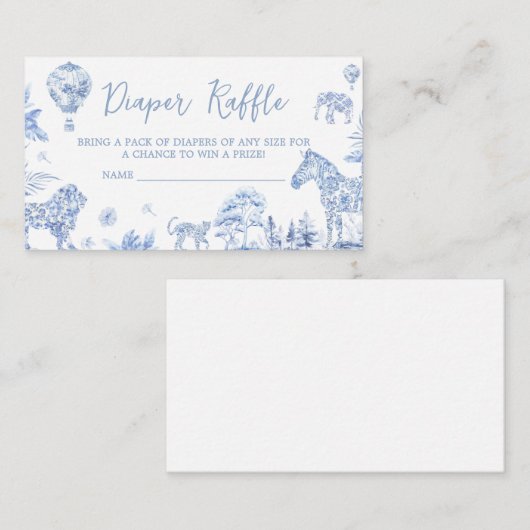 Toile de Jouy Safari Dieren Luier Raffle Informatiekaartje (Voorkant / Achterkant)
