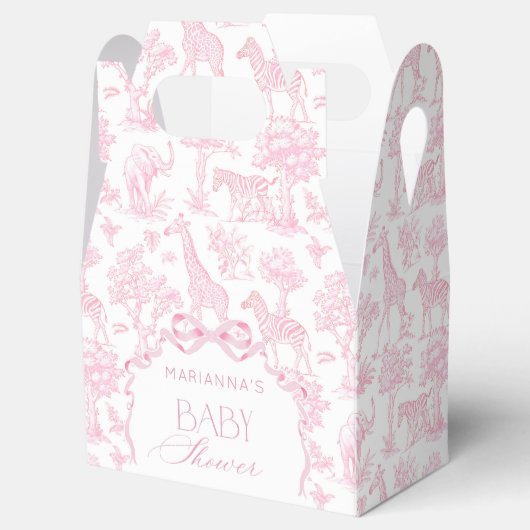 Toile de Jouy Safari dieren Pink Bow elegant Bedankdoosjes (Geopend)