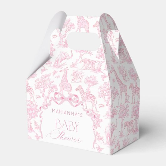 Toile de Jouy Safari dieren Pink Bow elegant Bedankdoosjes (Voorkant Zijde)