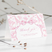 Toile de Jouy Safari dieren Roze Baby shower Bedankkaart