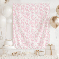 Toile de Jouy Safari dieren roze baby shower