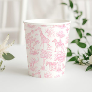 Toile de Jouy Safari dieren roze elegant schattig Papieren Bekers