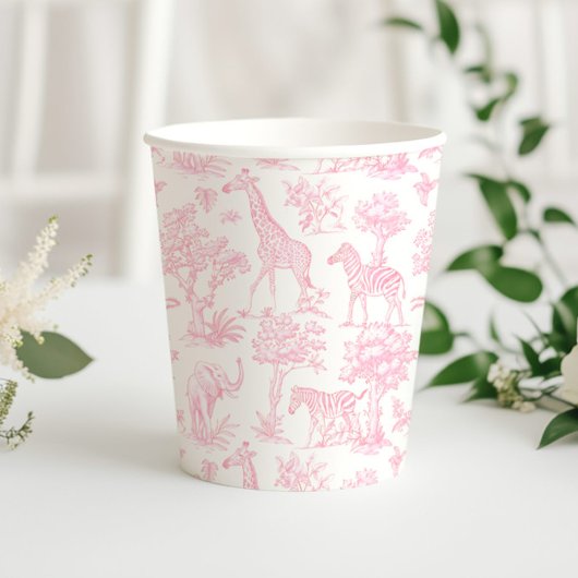 Toile de Jouy Safari dieren roze elegant schattig Papieren Bekers
