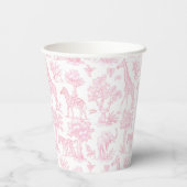 Toile de Jouy Safari dieren roze elegant schattig Papieren Bekers (Achterkant)