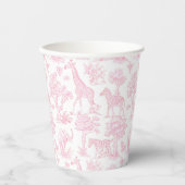Toile de Jouy Safari dieren roze elegant schattig Papieren Bekers (Voorkant)