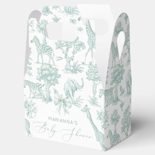 Toile de Jouy Safari dieren salie groene pastel Bedankdoosjes (Geopend)