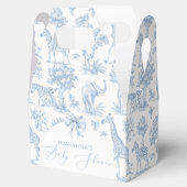 Toile de Jouy Safari dieren stoffig blauw elegant Bedankdoosjes (Geopend)